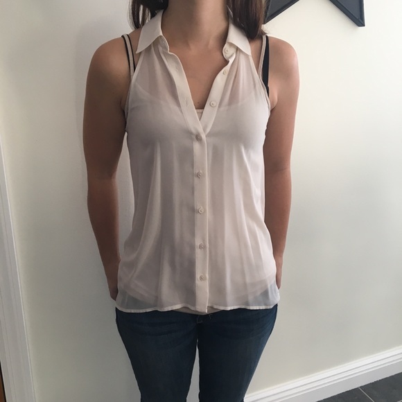 Guess Sheer Collared Top - Picture 1 of 2
